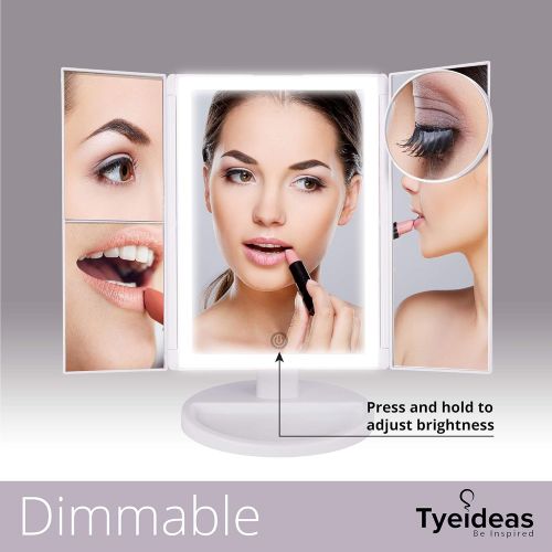  Tyeideas LED Lighted Makeup Vanity Mirror - 4 Cosmetic Brushes and Lighted Travel Compact