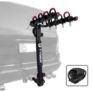 Tyger Auto TG-RK4B102B Deluxe 4-Bike Carrier Rack Compatible with Both 1-1/4 and 2 Hitch Receiver with Hitch Pin Lock & Cable Lock Soft Cushion Protector