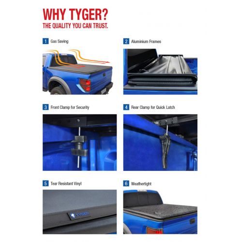  Tyger Auto T3 Tri-Fold Truck Bed Tonneau Cover TG-BC3T1530 works with 2016-2018 Toyota Tacoma | Fleetside 5 Bed | For models with or without the Deckrail System