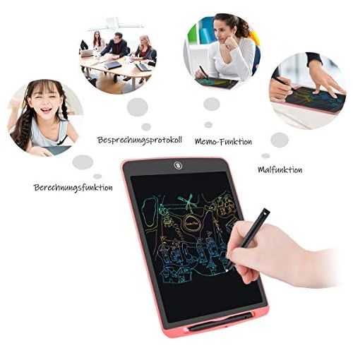  [아마존베스트]Tyhbelle Colourful LCD Writing Board 12 Inches Bright Writing with Anti-Clearance Function and Thick Lines, String Pen Paperless for Writing, Painting, Notes, Great as Gifts (Pink