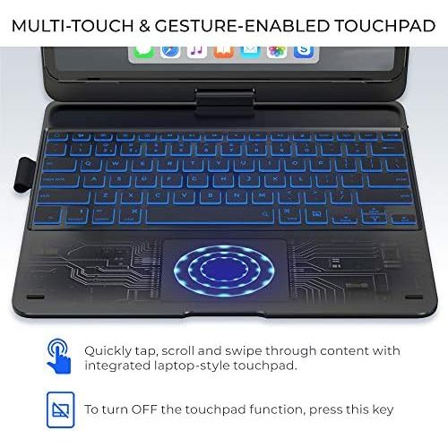  [아마존베스트]Typecase Touch iPad Pro 12.9 Keyboard Case with Touchpad (2020 4th & 2018 3rd Gen) 360° of Protection & Rotation, 7-in-1 Design, 10 Color Backlight & Magic Keyboard-Style Trackpad