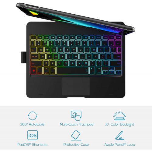  [아마존베스트]Typecase Touch iPad Pro 12.9 Keyboard Case with Touchpad (2020 4th & 2018 3rd Gen) 360° of Protection & Rotation, 7-in-1 Design, 10 Color Backlight & Magic Keyboard-Style Trackpad