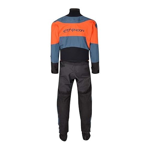  Typhoon Multisport 5 Rapid Drysuit Dry Suit with Convenience Zip & Free Underfleece - Teal Orange - Comfortable Internal -