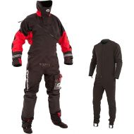 Typhoon Max B Drysuit Dry Suit with Con Zip Black Red. Breathable - Quad Ply Breathable Fabric - Comfortable Internal Braces