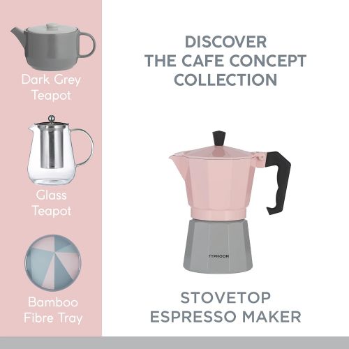  Typhoon Cafe Concept 6 Cup Espresso Maker,Pink & Grey, 1401.795