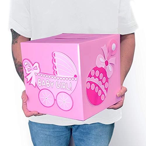  [아마존베스트]Tytroy Baby Shower Wishing Well Card Box Cute Decoration Rattle Pretty Keepsake Carriage (Pink)