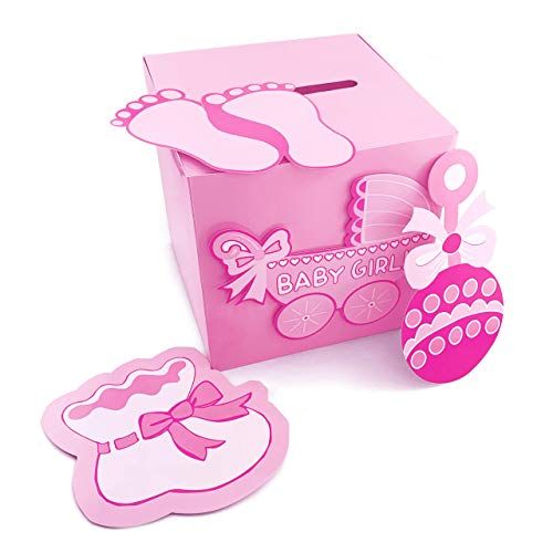  [아마존베스트]Tytroy Baby Shower Wishing Well Card Box Cute Decoration Rattle Pretty Keepsake Carriage (Pink)