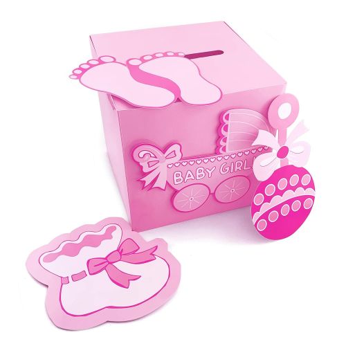  [아마존베스트]Tytroy Baby Shower Wishing Well Card Box Cute Decoration Rattle Pretty Keepsake Carriage (Pink)