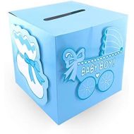 Tytroy Baby Shower Wishing Well Card Box Cute Decoration Rattle Pretty Keepsake Carriage (Blue)
