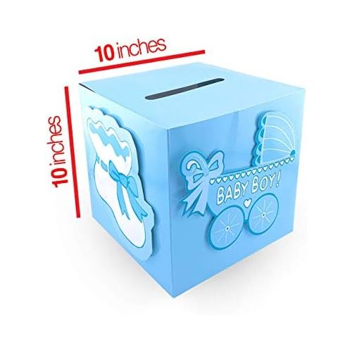  Tytroy Baby Shower Wishing Well Card Box Cute Decoration Rattle Pretty Keepsake Carriage (Blue)