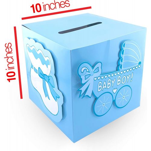  Tytroy Baby Shower Wishing Well Card Box Cute Decoration Rattle Pretty Keepsake Carriage (Blue)