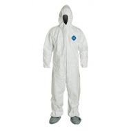 2XL Tyvek Coverall W/ Hood, Zipper, Elastic Wrist & Ankle, With Attached Booties (2XL-25 Suits / 1 Case) TY122S WH-2X-CASE