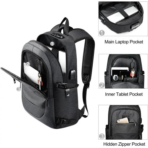  [아마존베스트]Tzowla Travel Laptop Backpack Water Resistant Anti-Theft Bag with USB Charging Port and Lock 14/15.6 Inch Computer Business Backpacks for Women Men College School Student Gift,Bookbag Cas