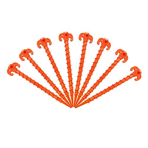  Tzt Canopy Stakes Tent Pegs Beach Tent Stakes Heavy Duty Screw Shape 10” 4/8/10 Pack Yellow/Orange