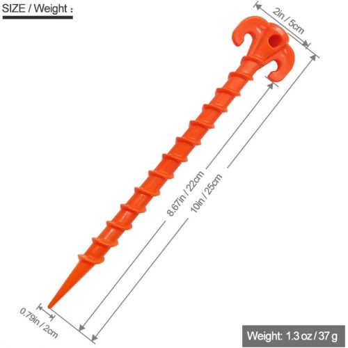  Tzt Canopy Stakes Tent Pegs Beach Tent Stakes Heavy Duty Screw Shape 10” 4/8/10 Pack Yellow/Orange