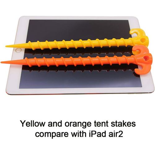  Tzt Canopy Stakes Tent Pegs Beach Tent Stakes Heavy Duty Screw Shape 10” 4/8/10 Pack Yellow/Orange