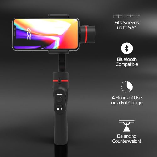  Tzumi SteadyGo Smartphone Stabilizing Gimbal ? Motorized Rechargeable 3-Axis Handheld Gimbal for Smooth, Steady Digital Photography and Advanced Video Filming Techniques, Black (56