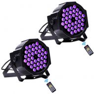 U`King LED Par Light with 36 UV Leds by IR Remote and DMX Control for DJ Stage Lighting Party Lights(2pack)