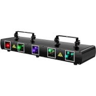 DJ Laser Lights, U`King 5 Beam Effect Sound Activated DJ Party Lights RGBYC LED Music Light by DMX Control for Disco Dancing Birthday Bar Stage Lighting