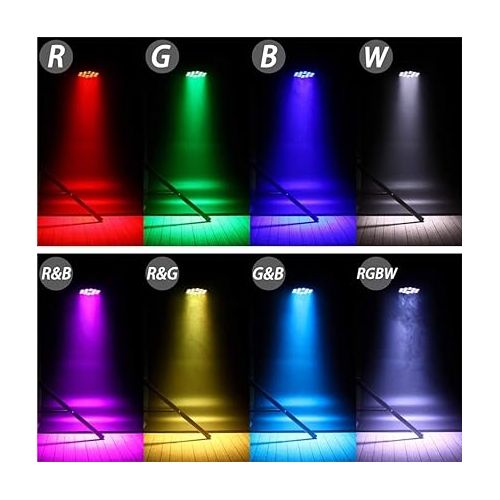  Par Lights LED Stage Lights, U`King 10Wx18 RGBW Uplights Stage Lighting Effect by DMX and Sound Activated Control Wash Light for Wedding Parties Church Club DJ Live Show (10 Packs)