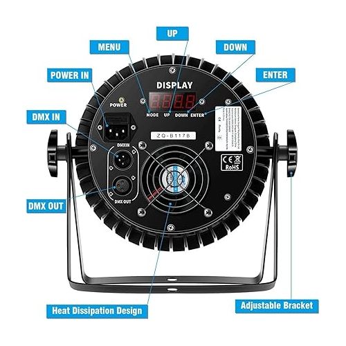  Par Lights LED Stage Lights, U`King 10Wx18 RGBW Uplights Stage Lighting Effect by DMX and Sound Activated Control Wash Light for Wedding Parties Church Club DJ Live Show (10 Packs)