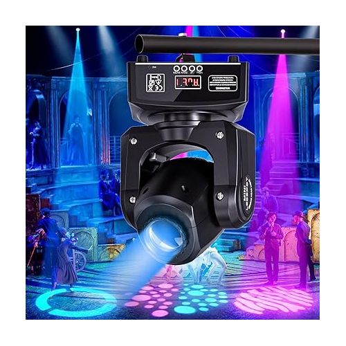  U`King LED Moving Head Light 25W DJ Lights Stage Lighting with 8 GOBO 8 Color by DMX-512 and Sound Activtaed Control Spotlight for Disco Parties Wedding Church Live Show KTV Club (Black-1 Piece)