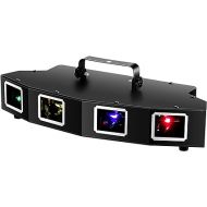 U`King DJ Lights, 4 Beam Effect Party Lights Sound Activated DJ RGBY LED Projector Party Lights Music Lights by DMX Control for Dancing Birthday Bar Pub Stage Lighting