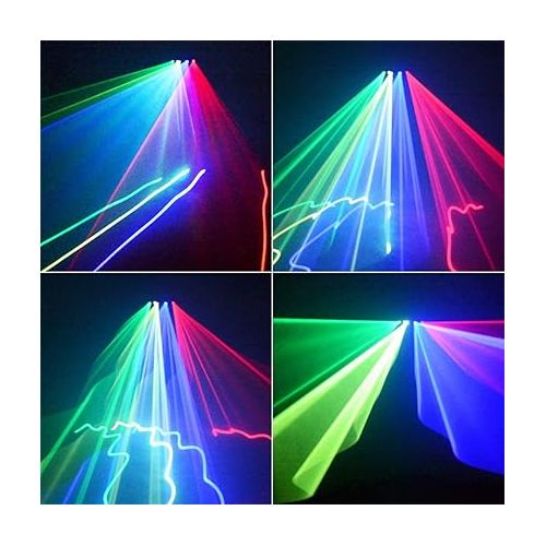  U`King DJ Lights, 4 Beam Effect Party Lights Sound Activated DJ RGBY LED Projector Party Lights Music Lights by DMX Control for Dancing Birthday Bar Pub Stage Lighting