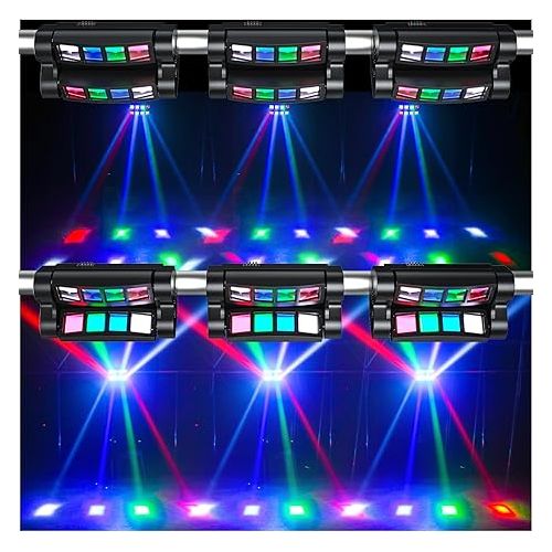  4 Pcs Spider Moving Head Light with Flight Case,8x10W LEDs Beam DJ Lights RGBW Sound Activated and DMX-512 Control for Christmas Party Festival Disco Show Wedding Stage Lighting