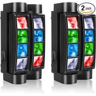Spider Moving Head Light 8x10W LEDs Beam DJ Lights RGBW Sound Activated and DMX-512 Control for Party Pub Festival Disco Show Wedding Event Stage Lighting - 2 Packs