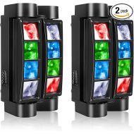 U`King Spider Moving Head Light 8x10W LEDs Beam DJ Lights RGBW Sound Activated and DMX-512 Control for Party Pub Festival Disco Show Wedding Event Stage Lighting - 2 Packs
