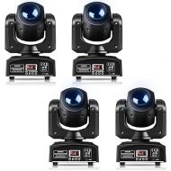 LED Moving Head Light, 25W Moving Head DJ Lights with 7 GOBO 7 Color and Open White Stage Lighting by DMX and Sound Activated Spotlight for Parties Wedding Church Live Show KTV Club (Set of 4)