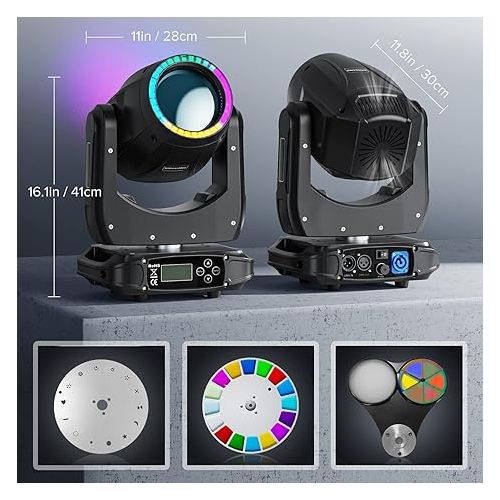  150W Moving Head Lights DJ Lights Spotlights 15 Gobos 13 Colors 16 Channels DMX 512 with Sound Activated for Stage Lighting Wedding Party