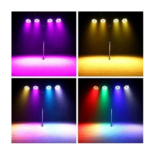  Par Lights LED Stage Lights, U`King 180W RGBW 4-in-1 Uplights Stage Lighting Effect by DMX and Sound Activated Control Wash Light for Wedding Parties Church Club DJ Live Show (8 Packs)