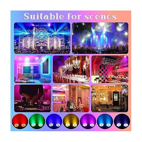  Par Lights LED Stage Lights, U`King 180W RGBW 4-in-1 Uplights Stage Lighting Effect by DMX and Sound Activated Control Wash Light for Wedding Parties Church Club DJ Live Show (8 Packs)