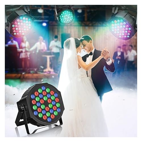  Rechargeable Stage Par Lights U`King RGB 36 LED Uplights Battery Powered with RGB 36W DJ Uplights Sound Activated Remote Control for Wedding DJ Disco Events Halloween Church Live Party