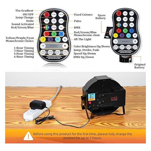  Rechargeable Stage Par Lights U`King RGB 36 LED Uplights Battery Powered with RGB 36W DJ Uplights Sound Activated Remote Control for Wedding DJ Disco Events Halloween Church Live Party