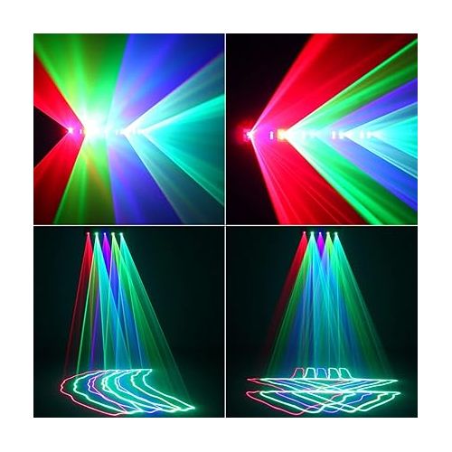  Stage Light DJ Laser Light, U`King 5 Beam Effect Sound Activated DJ Party Lights RGBYC LED Projector Party Lights Music Lights with Remote Control DMX for Dancing Birthday Bar Pub Stage Lighting