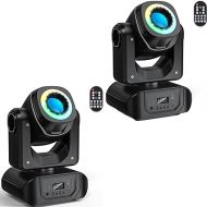 20W Moving Head DJ Lights Stage Lighting LED Moving Head Light with Remote Control & RGBW Cycle Strip 8 GOBO 8 Color Spotlight by DMX and Sound Activtaed Control, 2PCS
