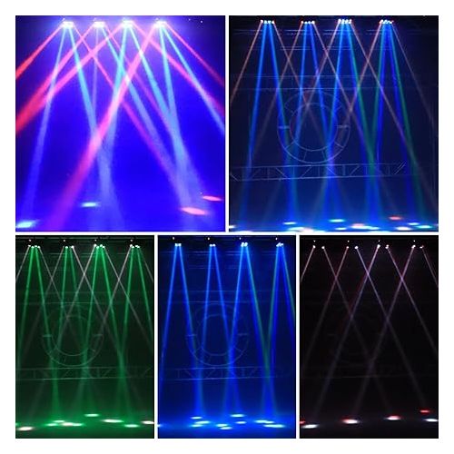  U`King Spider Moving Head DJ Lights 8x10W LED RGBW Beam DJ Lighting Sound Activated DMX-512 Control for Party Pub Festival Disco Show Wedding Stage Lighting - 4 Packs