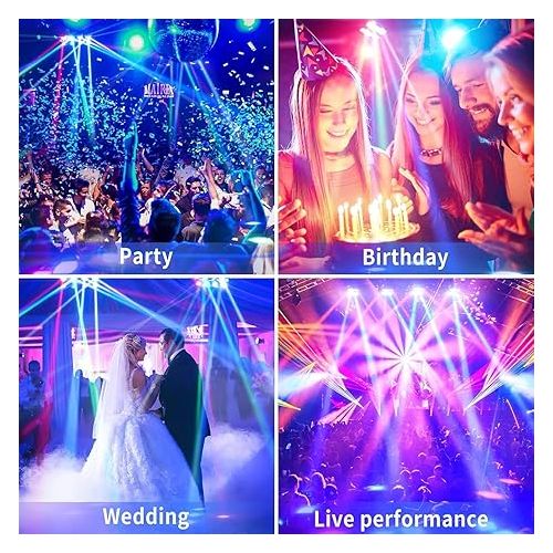  U`King Spider Moving Head DJ Lights 8x10W LED RGBW Beam DJ Lighting Sound Activated DMX-512 Control for Party Pub Festival Disco Show Wedding Stage Lighting - 4 Packs