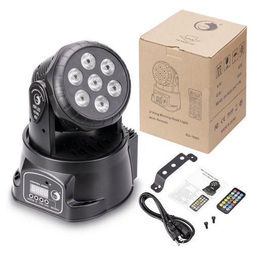  U`King Moving Head Lights 7LED x 10W RGBW 4 Colors with DMX Control and 5 Modes for DJ Disco KTV Stage Lighting - 4 Pack