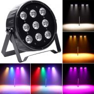 U`King Par Lights for Wedding Uplighting with RGBW 9LED Stage Light Controlled by DMX for Halloween and Christmas Parties DJ Events Club (9 LED Par Light)