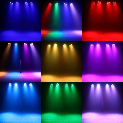  U`King Par Lights with 18 LEDs RGB by IR Remote and DMX Control for Stage Lighting (4PCS)