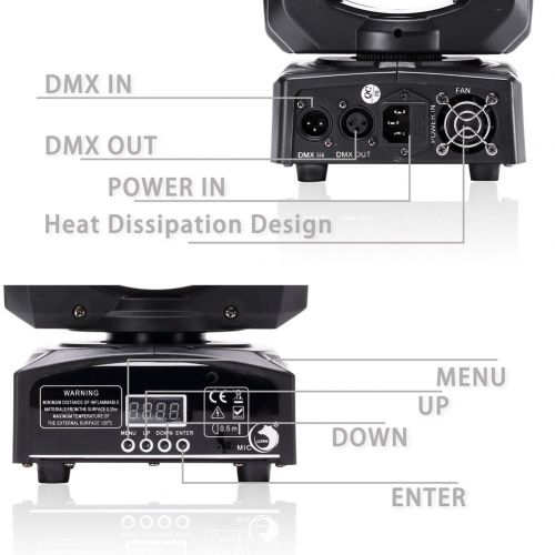  Stage Lighting DJ Moving Head Lights 50W LED Spot 4 Color Light with 710 Channel for Bar Club Party Disco Show Bands DMX by U`King