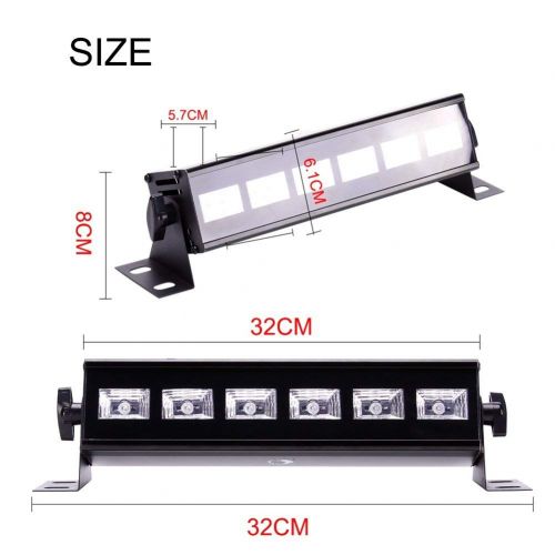  U`King UV 6 LED x 3W Black Lights Bar by RF Remote Control for Neon Glow Party Stage Lighting,Black