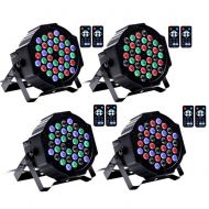 U`King Par Lights with 36 LEDs RGB by IR Remote and DMX Control for Stage Lighting (4PCS)