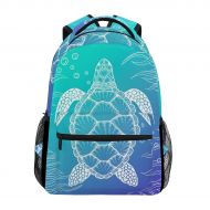 U LIFE Backpack School Bags Laptop Casual Bag for Boys Girls Kids Men Women Ocean Sea Aquatic Turtle Tortoise