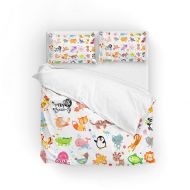 U LIFE 3 Piece Bedding Duvet Cover Set King Size 1 Quilt Cover and 2 Pillow Cases Shams Cute Kids Cartoon Animal Cat Dog for Kid Boy Girl Women Men