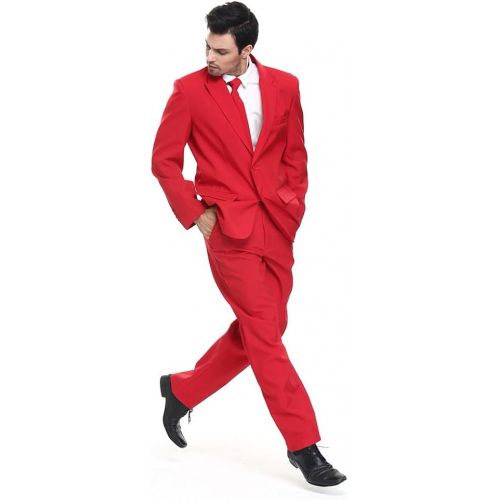  할로윈 용품U LOOK UGLY TODAY Mens Party Suit Solid Color Prom Suit for Themed Party Events Clubbing Jacket with Tie Pants